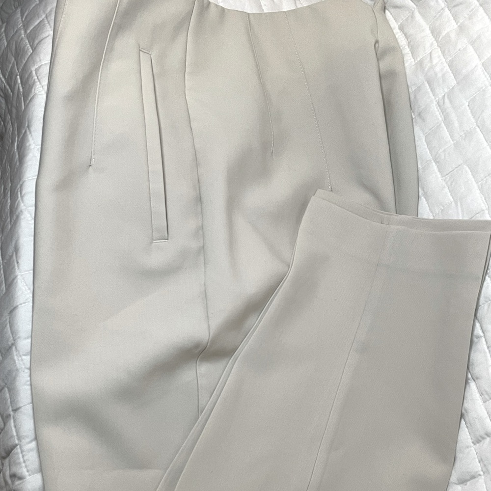 Zara Cream High-Waist Tailored Pants